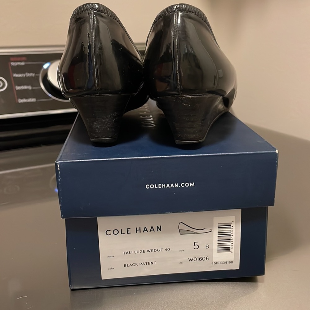 Cole Haan Tali Luxe wedge 40 black patent color US 5